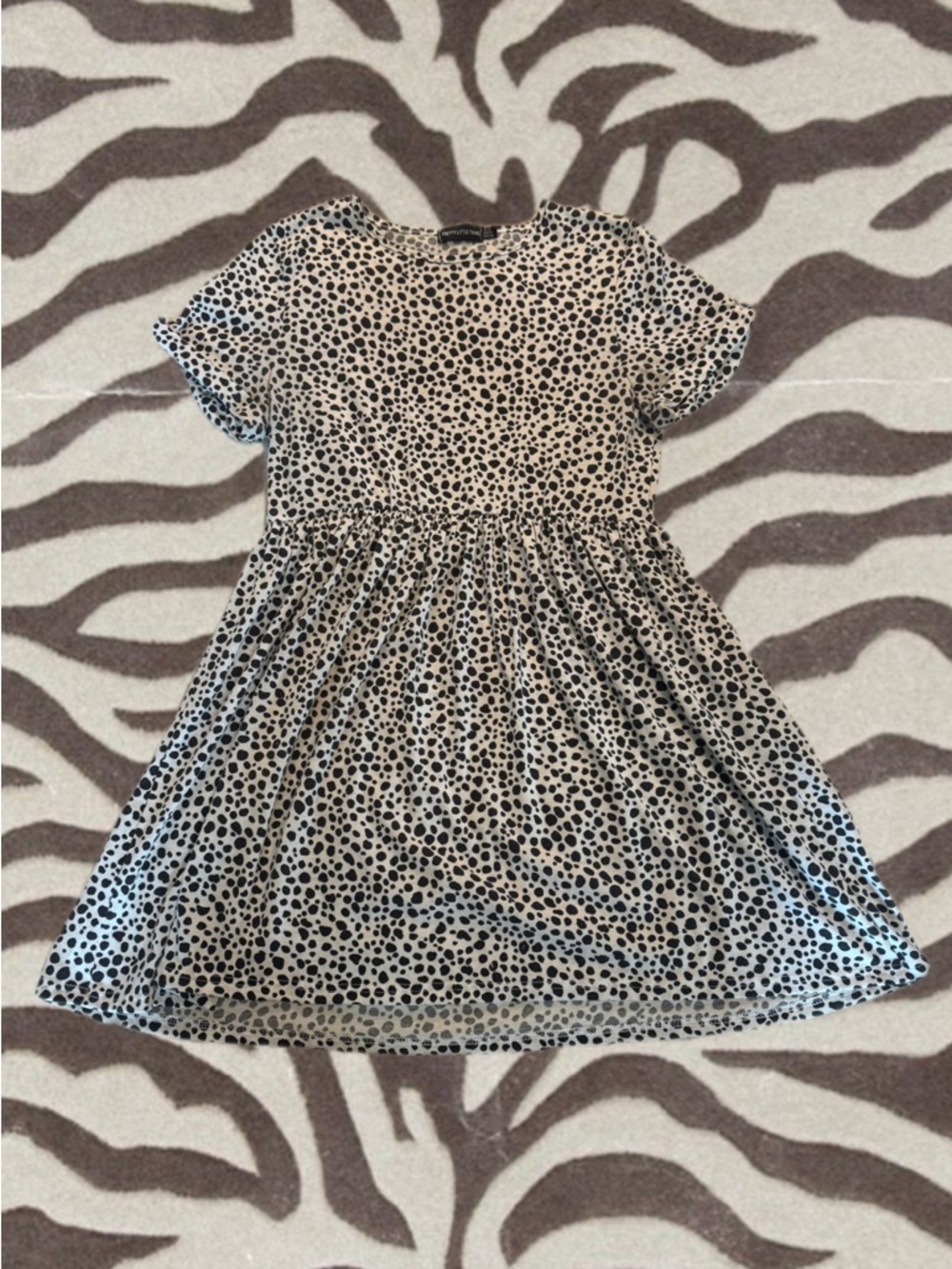 PrettyLittleThing Black and White Polka Dot Short Sleeve Dress